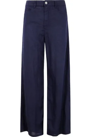 Emporio Armani Spodnie, Kobieta, Niebieski, W26, Niebieskie Spodnie z Naszywką
