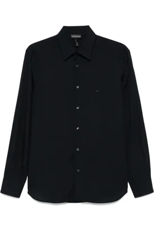 Emporio Armani Koszule, Mężczyzna, Niebieski, 3XL, Niebieska Koszula z Guzikami i Kołnierzykiem