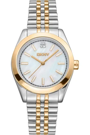 DKNY Akcesoria, Kobieta, Szary, ONE SIZE, Nowoczesny Zegarek na Pasku ze Stali Kwartowej