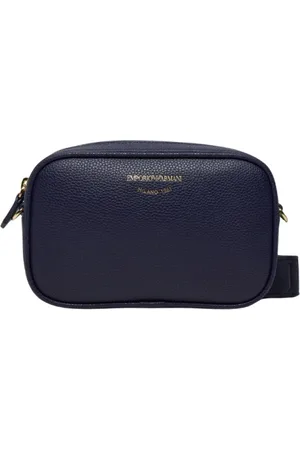 Emporio Armani Torebki, Kobieta, Niebieski, ONE SIZE, Ciemnoniebieska Mini Torba z Metalowym Zamkiem