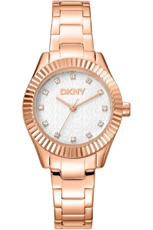 DKNY Akcesoria, Kobieta, Żółty, ONE SIZE, Elegancki kwarcowy zegarek ze stali