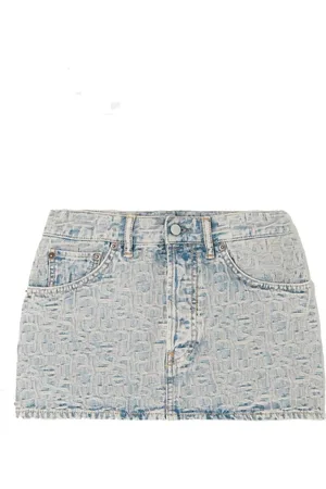 Acne Studios Spódnice, Kobieta, Niebieski, S, Denim, Niebieska Jeansyowa Mini Spódnica Aw 24