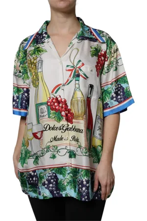Dolce & Gabbana Bluzki, Kobieta, Wielobarwność, S, Wielokolorowa Jedwabna Koszula Top