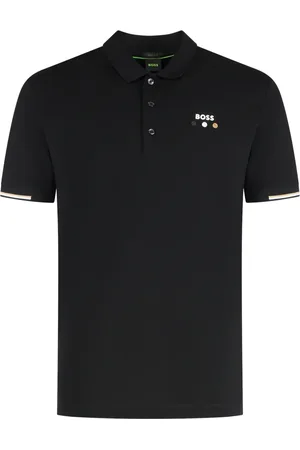 HUGO BOSS Koszulki, Mężczyzna, Czarny, L, Polo z Bawełny z Lamówkami