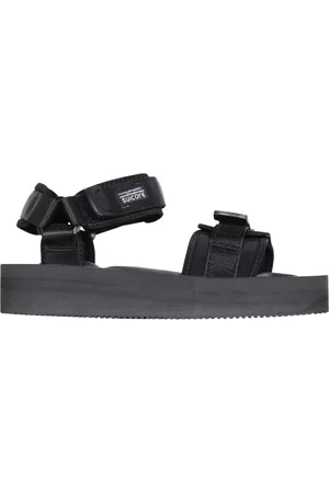 SUICOKE Buty, Mężczyzna, Czarny, 41 EU, Nylon, Czarne sandały z nylonu z zapięciem na rzep