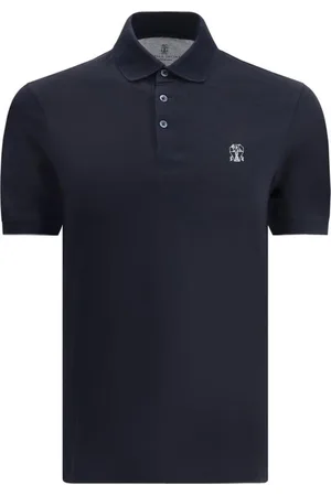Brunello Cucinelli Koszulki, Mężczyzna, Szary, S, Polo z Krótkim Kołnierzem i Logo
