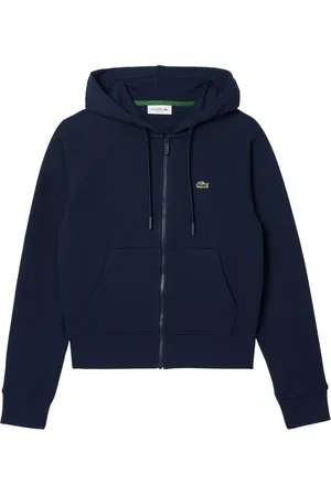 Lacoste Bluzy, Kobieta, Niebieski, M, Bawełna, Niebieski Sweter z Regulowanym Kapturem