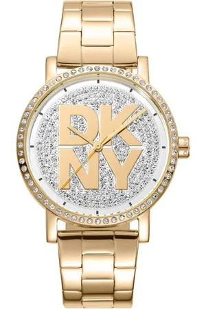 DKNY Akcesoria, Kobieta, Żółty, ONE SIZE, Elegancki Zegarek Analogowy z Mechanizmem Kwarcowym i Zapięciem Deployante