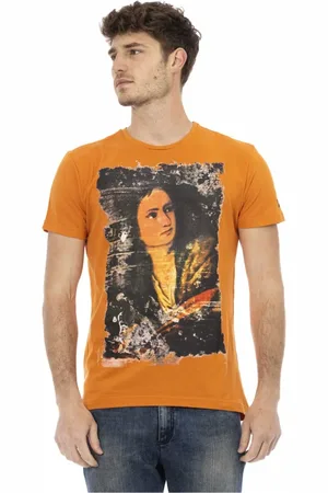 Trussardi Koszulki, Mężczyzna, Pomarańczowy, S, Casual T-shirt z krótkim rękawem i nadrukiem z przodu