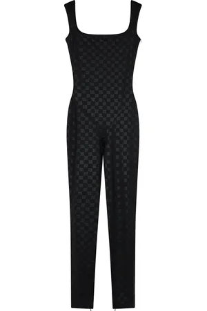 MISBHV Kombinezony, Kobieta, Czarny, S, Monogramowy Czarny Body z Ukrytym Zamkiem
