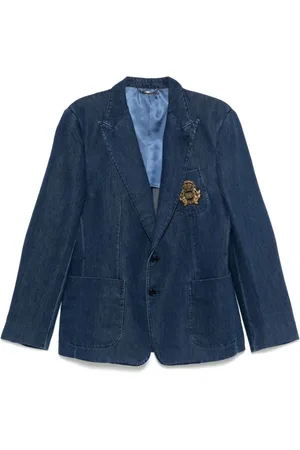 Dolce & Gabbana Kurtki, Mężczyzna, Niebieski, M, Indigo Buttoned Jacket American Style
