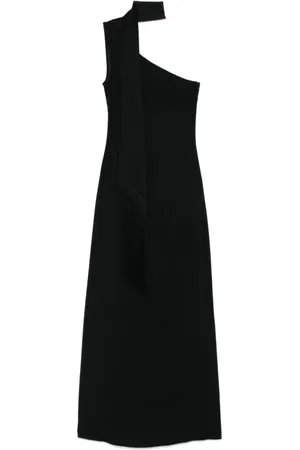 ‎Taller Marmo‎ Sukienki, Kobieta, Czarny, 2XS, Czarna sukienka jedno ramie z detalami szala