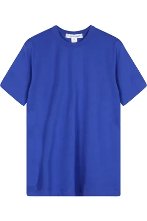 Comme des Garçons Koszulki, Mężczyzna, Niebieski, S, Niebieski T-shirt z nadrukiem logo z bawełny