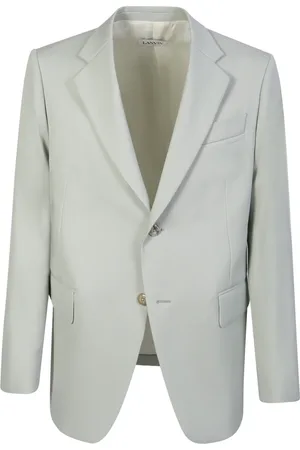 Lanvin Kurtki, Mężczyzna, Zielony, M, Zielony Wełniany Blezer Pikowane Revers