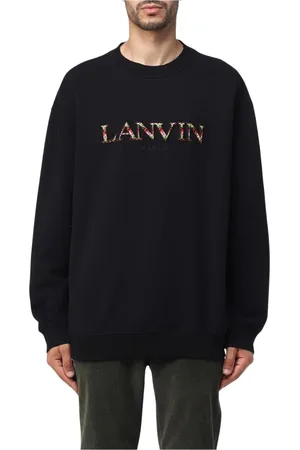 Lanvin Bluzy, Mężczyzna, Czarny, M, Haftowany sweter z dekoltem typu crewneck