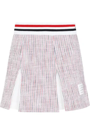 Thom Browne Spódnice, Kobieta, Biały, S, Plisowana Spódnica Wielokolorowa