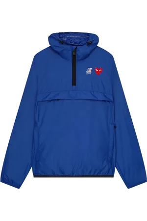 Comme des Garçons Kurtki, Mężczyzna, Niebieski, S, Nylon, Niebieska Kurtka z Półzamkiem Odporna na Wodę