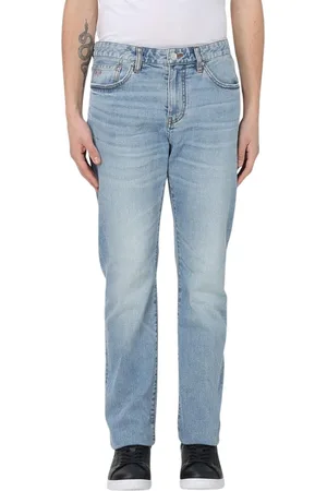 Armani Exchange Jeansy, Mężczyzna, Niebieski, W30, Stone-Washed Straight Leg Jeansy