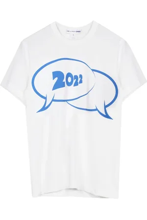Comme des Garçons Koszulki, Mężczyzna, Biały, L, Biała Koszulka z Bawełny z Nadrukiem