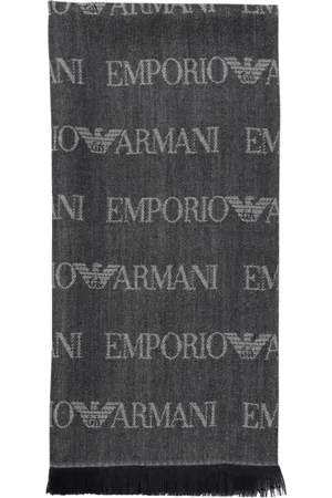 Emporio Armani Akcesoria, Mężczyzna, Szary, ONE SIZE, Szary Logo Tkany Szalik