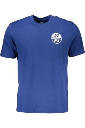 North Sails Koszulki, Mężczyzna, Niebieski, 2XL, Bawełna, Niebieski Bawełna Druk Logo T-shirt
