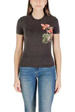 Desigual Koszulki, Kobieta, Czarny, XL, T-shirt z kwadratowym dekoltem i nadrukiem