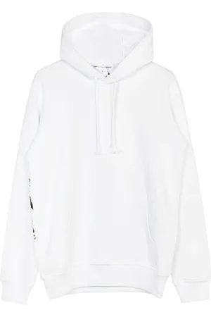 Comme des Garçons Bluzy, Mężczyzna, Biały, L, Bluza z kapturem z nadrukiem biała