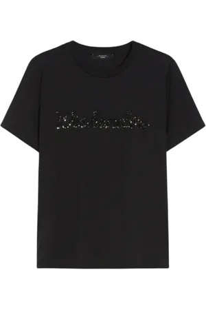 Max Mara Koszulki, Kobieta, Czarny, XS, Bawełniana Koszulka Jersey Vello Czarna