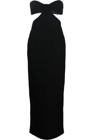 Ilkyaz Ozel Sukienki, Kobieta, Czarny, M, Czarna Sukienka z Dekoltem Bustier i Wycięciami
