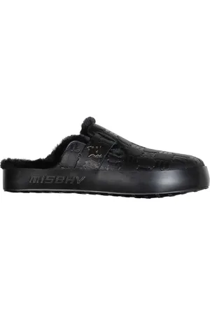 MISBHV Buty, Kobieta, Czarny, 37 EU, Wytłoczony skórzany slip-on sandał