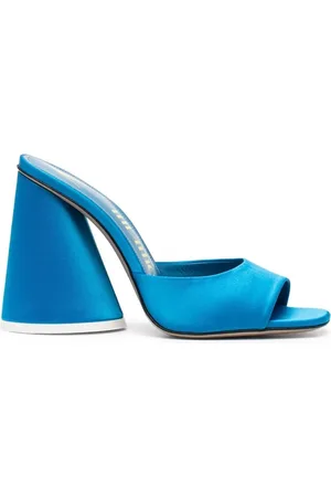 The Attico Buty, Kobieta, Niebieski, 37 EU, Jasnoniebieskie Satynowe Mules Wysoki Obcas