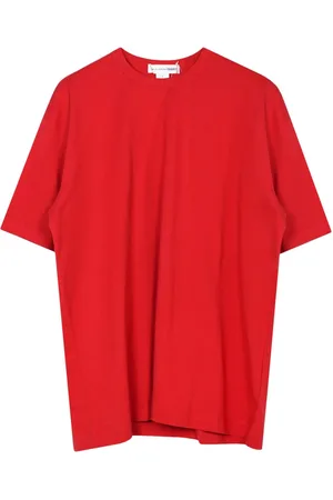 Comme des Garçons Koszulki, Mężczyzna, Czerwony, S, Czerwony Logo Oversized Bawełniany T-shirt