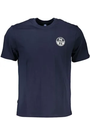 North Sails Koszulki, Mężczyzna, Niebieski, S, Bawełna, Niebieski Bawełna Druk Logo T-shirt