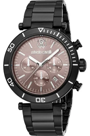 Roberto Cavalli Akcesoria, Mężczyzna, Czarny, ONE SIZE, Męski Chronograf Kwarcowy Ze Stali