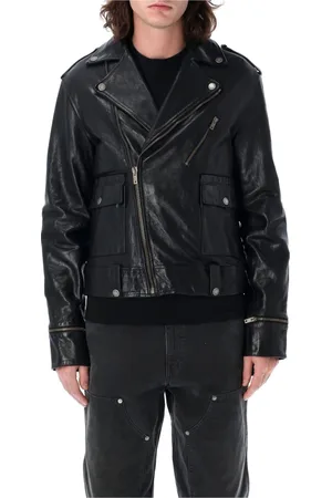 Golden Goose Kurtki, Mężczyzna, Czarny, L, Czarna kurtka motocyklowa z skóry Ss 25
