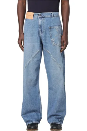 J.W.Anderson Jeansy, Mężczyzna, Niebieski, W34, Denim, Jeansyy z szeroką nogawką i naszywką kotwicy