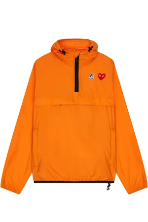 Comme des Garçons Kurtki, Mężczyzna, Pomarańczowy, XS, Nylon, Pomarańczowa Kurtka z Półzamkiem Odporna na Wodę