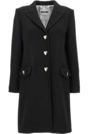 Moschino Płaszcze, Kobieta, Czarny, M, Czarny Wełniany Płaszcz Aw 23
