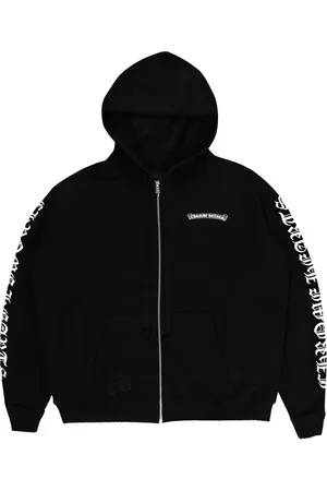 CHROME HEARTS Bluzy, Mężczyzna, Czarny, L, Czarna Gotycka Bluza z Logo Scroll