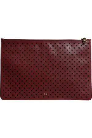 Dolce & Gabbana Torebki, Mężczyzna, Czerwony, ONE SIZE, Zdobiona skórzana torba z zamkiem błyskawicznym