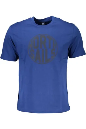 North Sails Koszulki, Mężczyzna, Niebieski, S, Niebieski Bawełniany T-shirt z nadrukiem logo