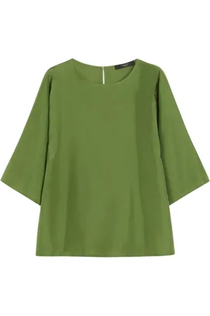 Max Mara Bluzki, Kobieta, Zielony, M, Jedwabna Bluzka Primo Zielona