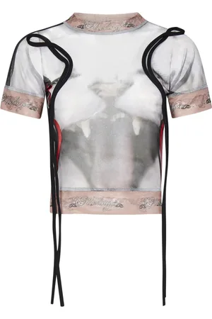 OTTOLINGER Koszulki, Kobieta, Wielobarwność, L, Wielokolorowy T-shirt z siateczki z nadrukami kota i psa