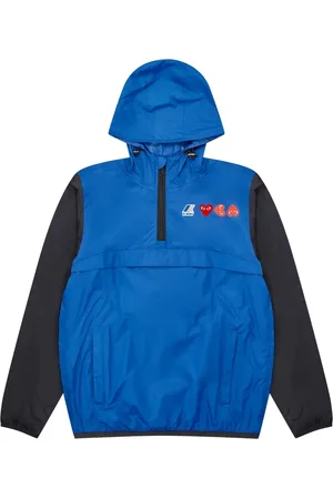 Comme des Garçons Kurtki, Mężczyzna, Niebieski, M, Nylon, Niebiesko-czarna kurtka z półzamkiem odporna na wodę
