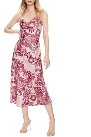 Guess Sukienki, Kobieta, Różowy, 2XL, Elegancka Długa Sukienka w Bieli i Kolorze z Szelkami