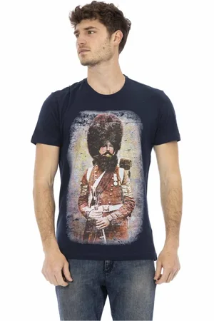 Trussardi Koszulki, Mężczyzna, Niebieski, XL, Casual T-shirt z krótkim rękawem i okrągłym dekoltem