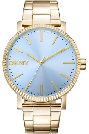 DKNY Akcesoria, Kobieta, Żółty, ONE SIZE, Elegancki Stalowy Zegarek Analogowy z Kwarcem
