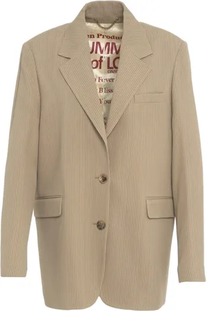 Golden Goose Kurtki, Kobieta, brązowy, S, Brązowy Oversize Pinstripe Blezer