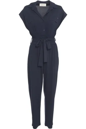 Kaos Kombinezony, Kobieta, Niebieski, M, Elegancki Niebieski Kombinezon z Paskiem