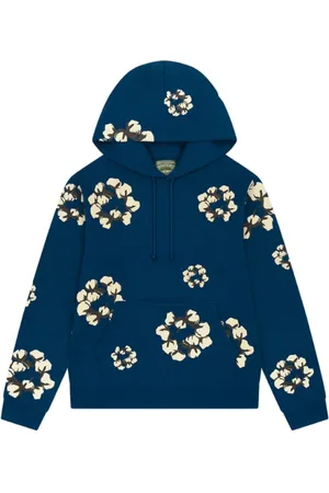 DENIM TEARS Bluzy, Mężczyzna, Niebieski, XL, Denim, Navy Bluza z Wiankiem Kaktusa